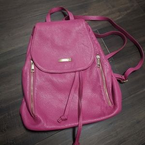 Leather Backpack Purse Hot Pink Fuchsia